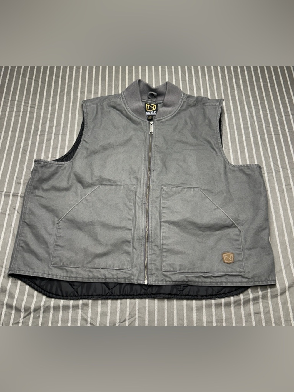 Noble Outfitters Gray Quilt Lined Duck Canvas Canvas Work Vest Mens 3XL